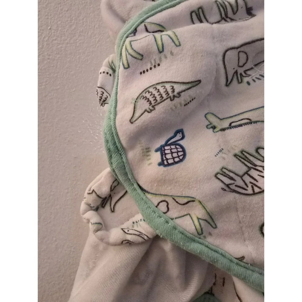 SwaddleMe Cotton Baby Sleep Sack Animal Print Green White SM/L Wearable Blanket